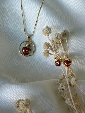 Set sagrado corazón perla