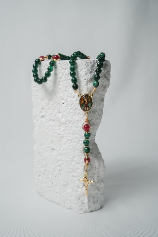 Rosario Mod.1 "virgen Guadalupe" Piedra Agata Verde
