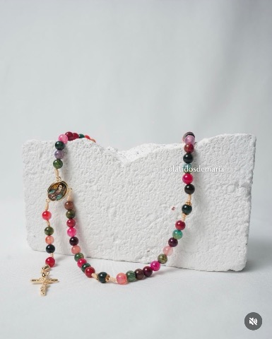 Rosario Mod.2 "virgen Guadalupe" Piedra Agata Colores